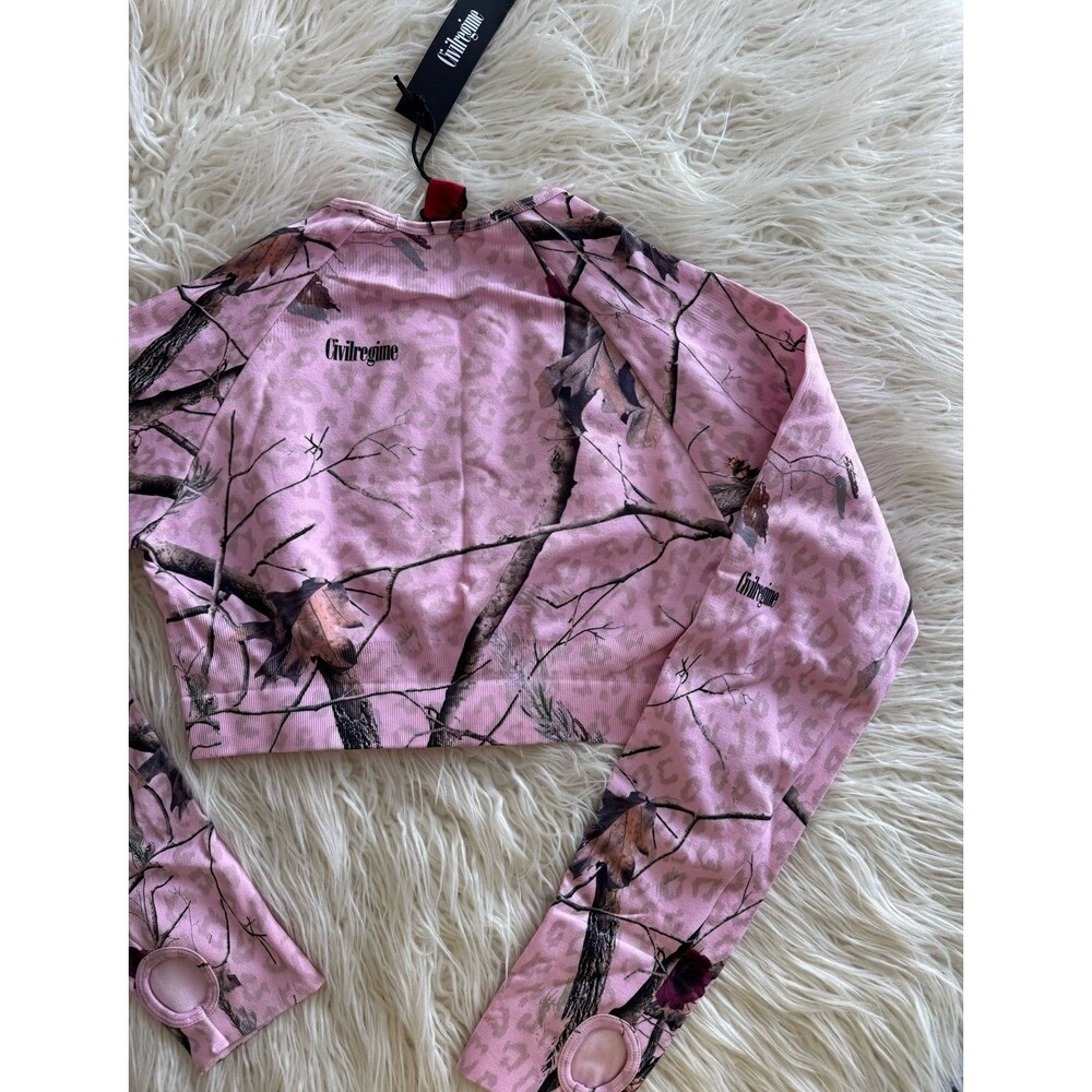 Civil Regime Concrete Forest Seamless Top Baby Pink Real Leopard Camo XL - Picture 8 of 12
